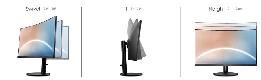 MSI 27 inç MODERN MD271CP CURVED 1500R VA 75Hz 4ms FHD Anti Glare Monitör h12