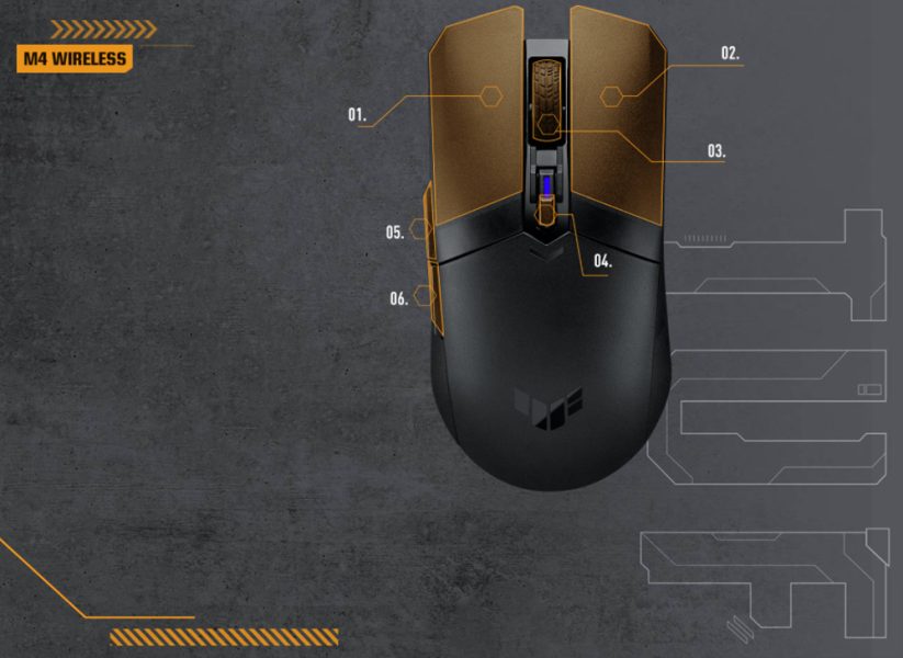 TUF Gaming M4 Wireless Asus TUF Gaming M4 Kablosuz Siyah Gaming Mouse h8