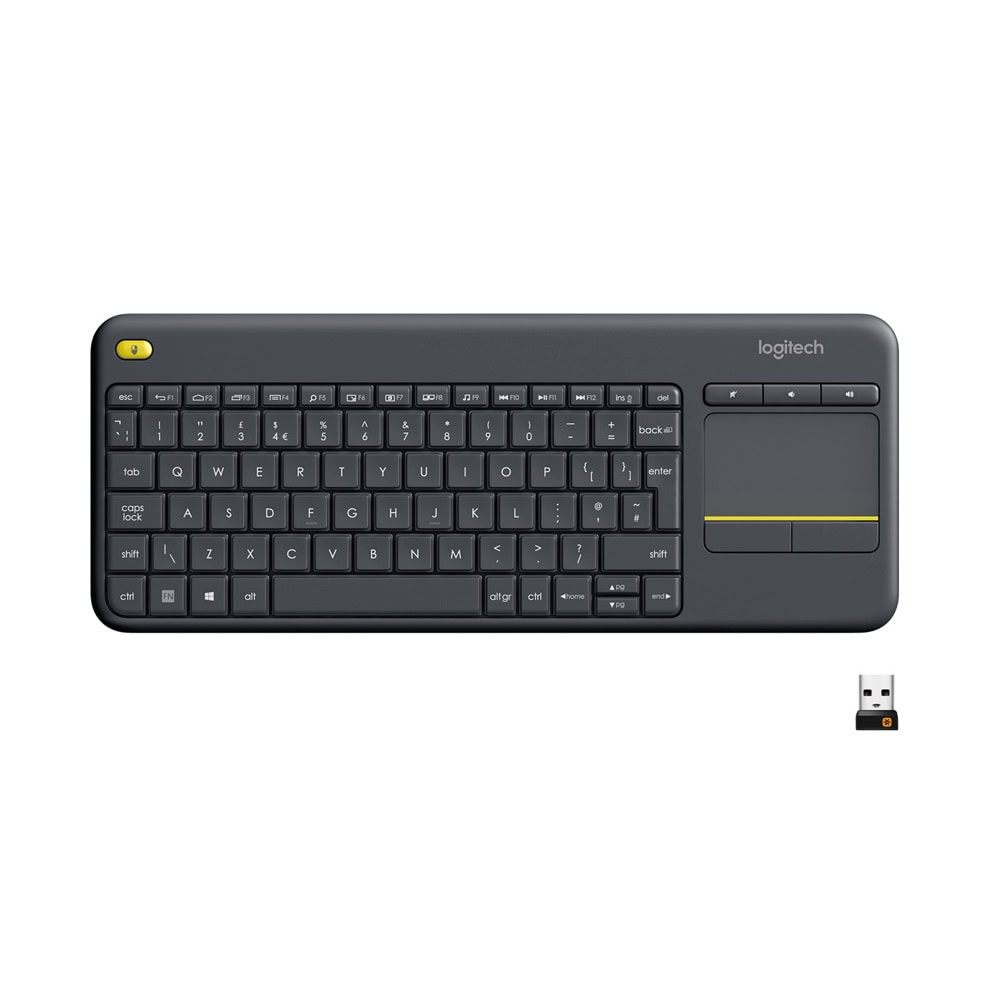 Logitech K400 Plus Dokunmatik Yuzeyli Usb Baglantili Turkce Q Tv Kablosuz Klavye Siyah 920 007149