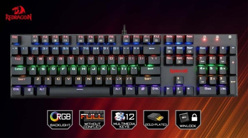 Redragon K565R-1 Rudra Blue Switch Mekanik Türkçe RGB Gaming Klavye h1