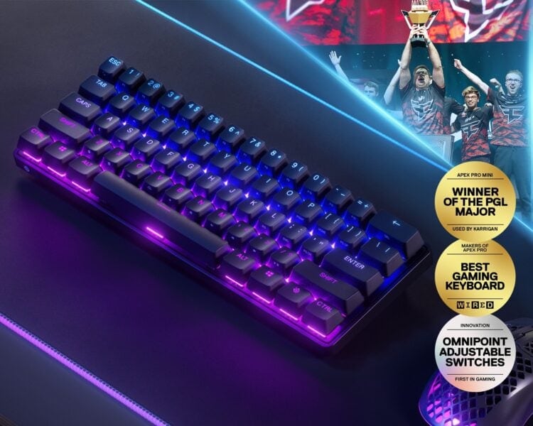 SteelSeries Apex Pro Mini İngilizce RGB Mekanik Kablosuz Gaming Klavye (SSK64843) h1