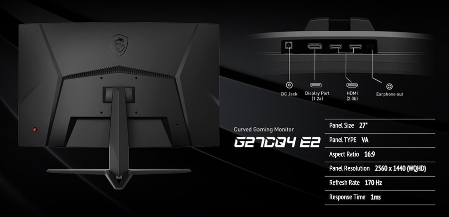 MSI 27 inç OPTIX G27CQ4 165 Hz 1ms WQHD Freesync Curved VA Gaming Monitör h11