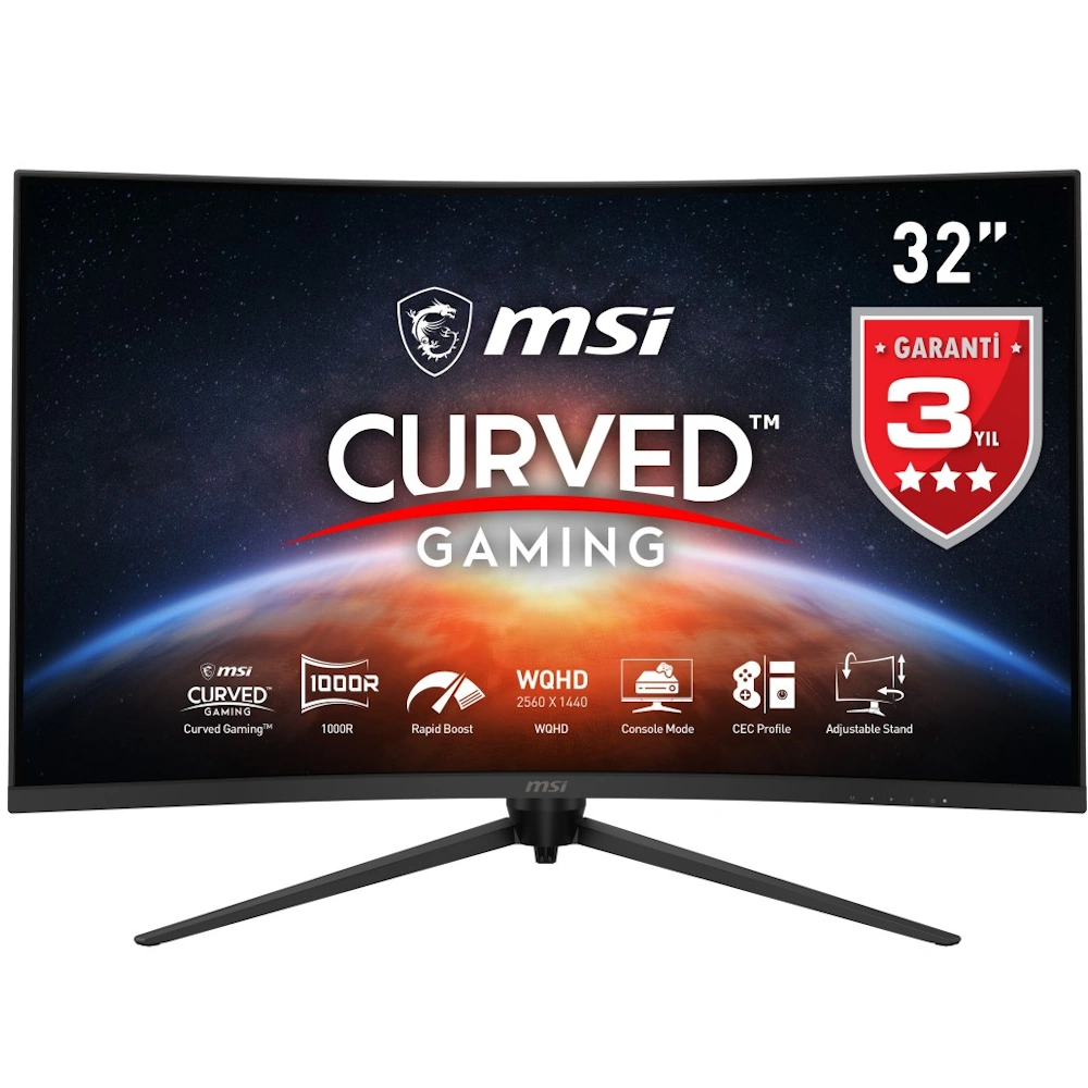 Msi Optix G321cqp 31 5 Inc 165hz 1ms Wqhd Adaptive Sync Va Kavisli Gaming Monitor
