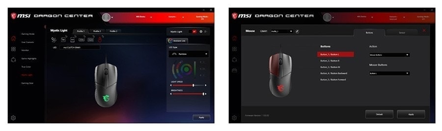 MSI CLUTCH GM41 LIGHTWEIGHT V2 16000DPI 6 Tuş RGB Optik Kablolu Gaming Mouse h11
