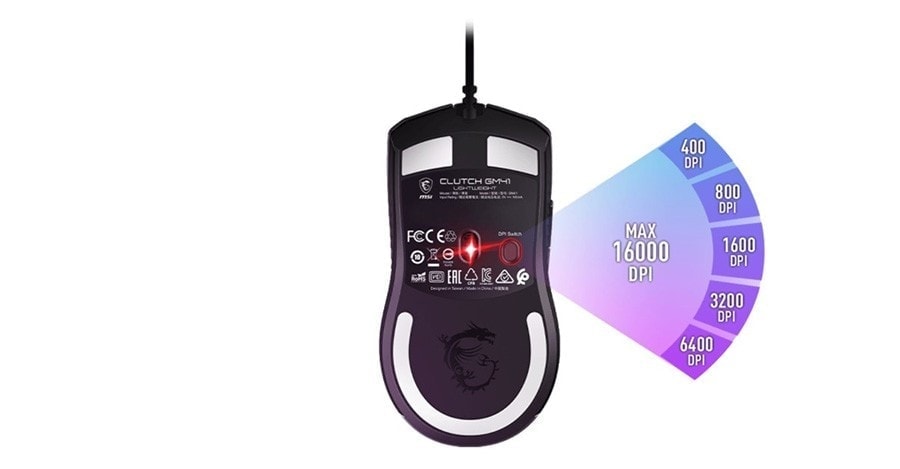 MSI CLUTCH GM41 LIGHTWEIGHT V2 16000DPI 6 Tuş RGB Optik Kablolu Gaming Mouse h7