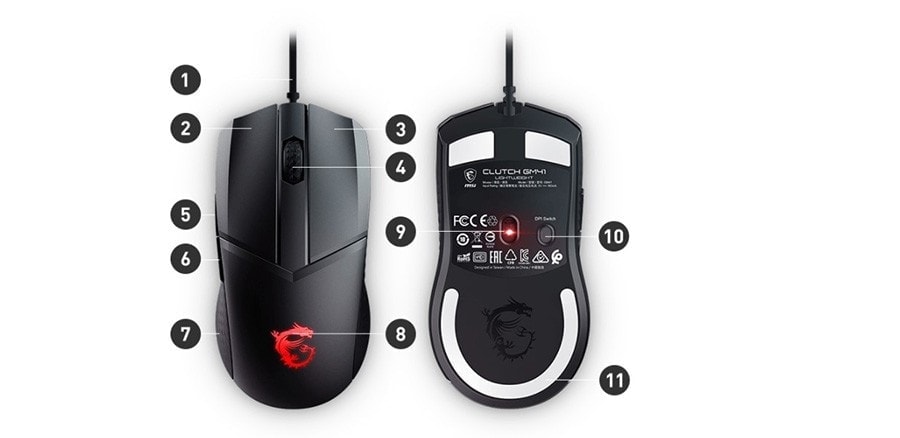 MSI CLUTCH GM41 LIGHTWEIGHT V2 16000DPI 6 Tuş RGB Optik Kablolu Gaming Mouse h10