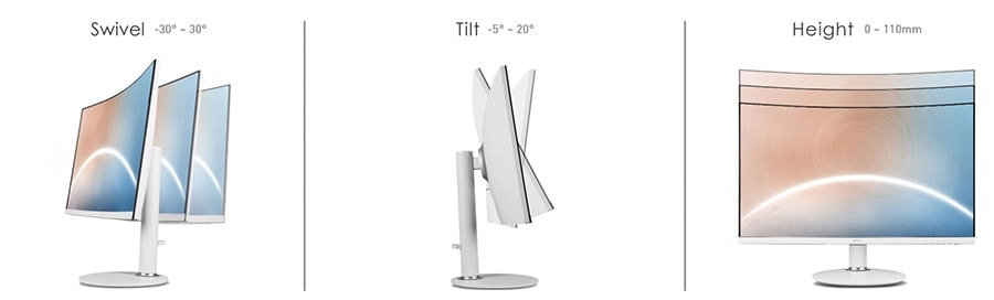 MSI 27 inç MODERN MD271CPW CURVED 1500R VA 75Hz 4ms FHD Anti Glare Monitör h16