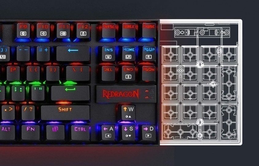 Redragon K552 Kumara K552-KR Red Switch Rainbow TKL TR Q Mekanik Siyah Kablolu Gaming Klavye h3