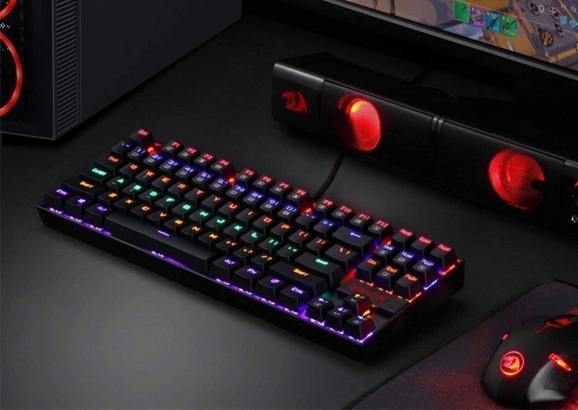 Redragon K552 Kumara K552-KR Red Switch Rainbow TKL TR Q Mekanik Siyah Kablolu Gaming Klavye h1