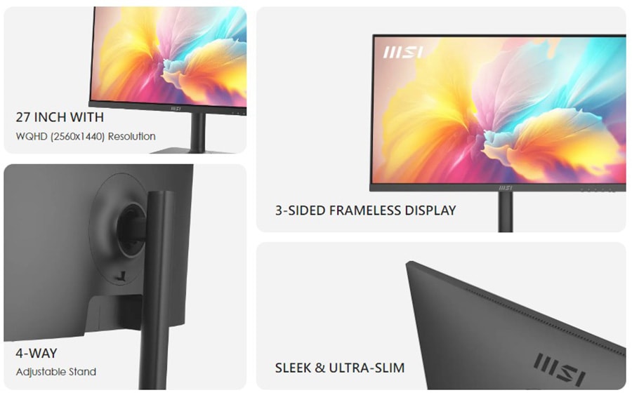 MSI MODERN MD272QXP 27 inç 100Hz 1Ms FLAT IPS Adaptive Sync WQHD Anti Glare Monitör
