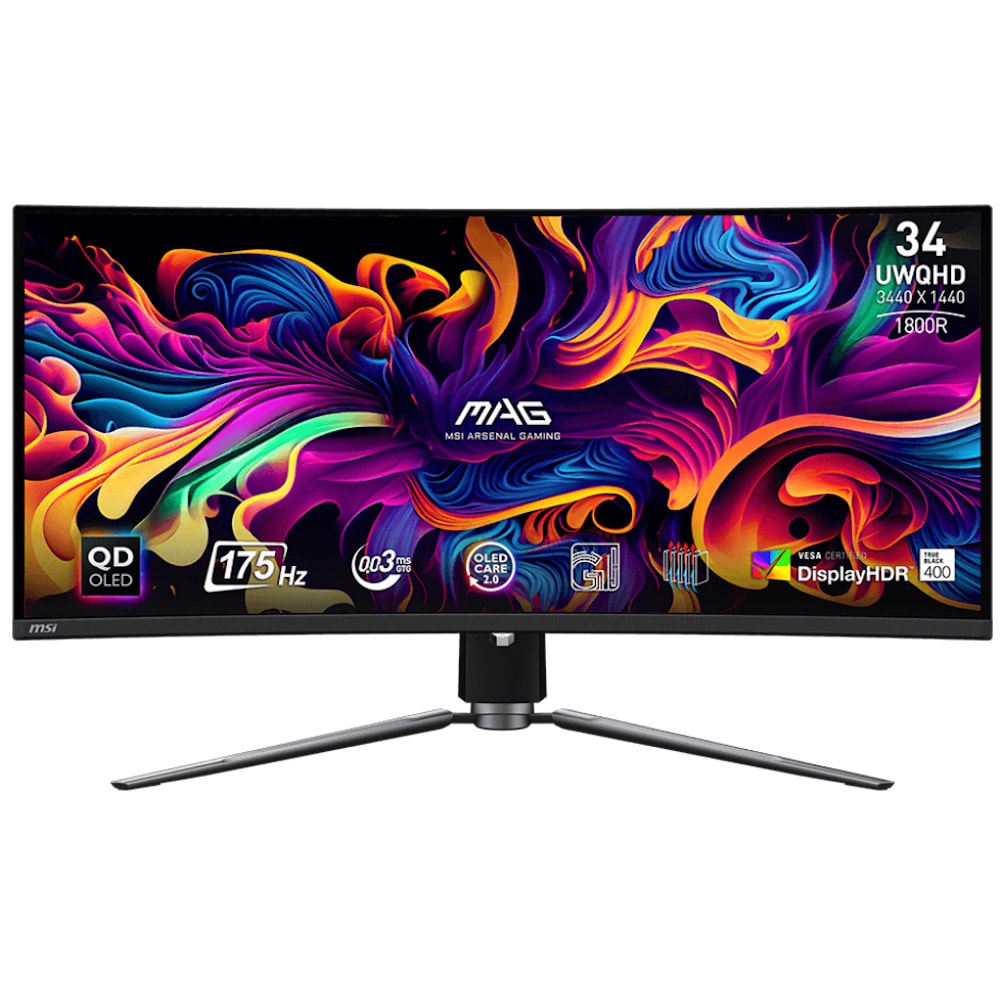 Msi Mag 341cqp 34 Inc 175hz 0 03 Ms Qd Oled Adaptive Sync Uwqhd Gaming Monitor