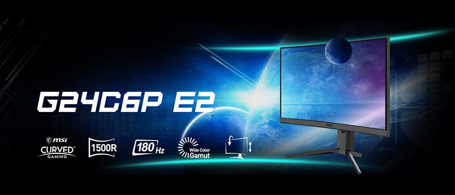 MSI G24C6P E2 23.6 inç 180Hz 1Ms CURVE VA Adaptive Sync Full HD Gaming Monitör h2