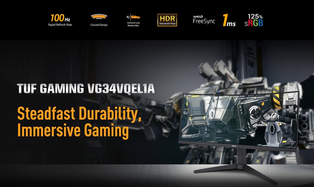 TUF Gaming VG34VQEL1A ASUS TUF Gaming VG34VQEL1A 34 inç 100Hz 1ms UWQHD FreeSync VA Kavisli Gaming Monitör h3