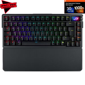 ASUS ROG Azoth Extreme NX kablosuz mekanik gaming klavye, RGB aydınlatmalı ve yüksek performanslı tuşlara sahip, oyun ve profesyonel kullanım için ideal, şık tasarım ve dayanıklı yapı.