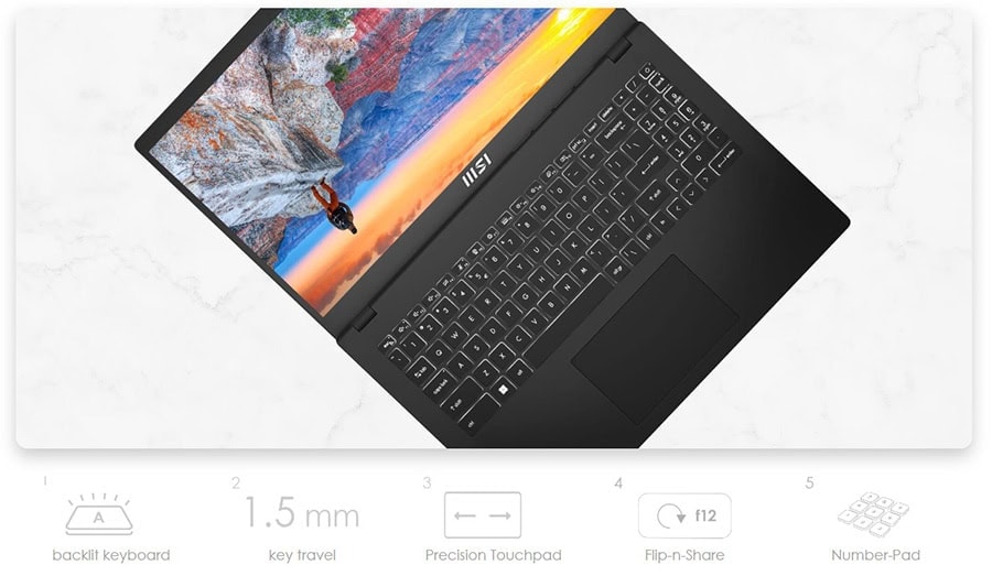 MSI MODERN 15 B12MO-676XTR Laptop yh7