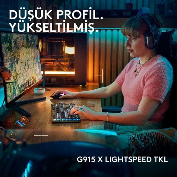Logitech G915 X Lightspeed Tkl Low Profile Tactile Switch Ingilizce Kablosuz Siyah Gaming Klavye 920 012721 2