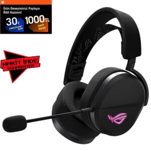 ASUS ROG Pelta Aura Sync RGB Siyah Kablosuz Gaming Kulaklık, PS5 uyumlu, yüksek ses kalitesi ve RGB aydınlatma özellikleriyle oyun deneyiminizi artırır.