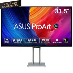 Asus Proart Pa32ucdm 31.5 Inç 240hz 0.1ms 4k Uhd Adaptive Sync Qd Oled Pivot Monitör 1