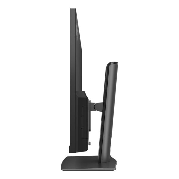 Yüksek çözünürlüklü siyah ofis monitörü yan profil görünümü, ergonomik tasarımı ve ayarlanabilir stand ile modern çalışma alanı için ideal.