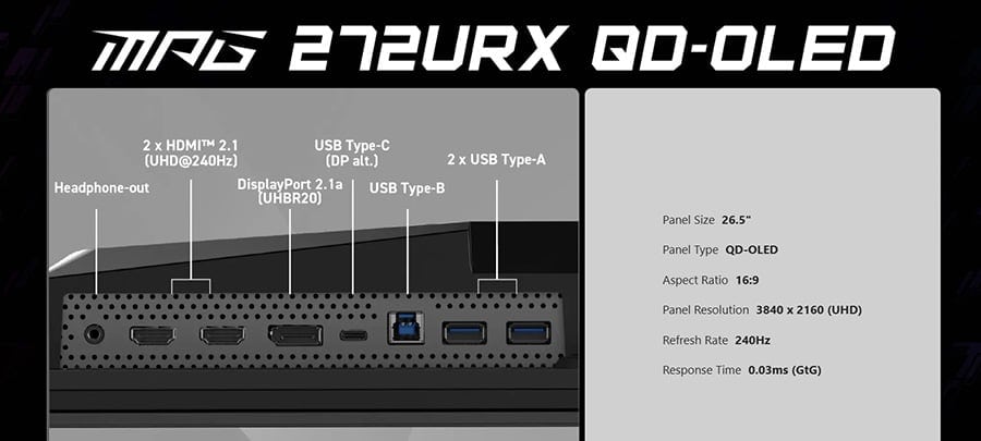MSI MPG 272URX QD-OLED Gaming Monitör H22