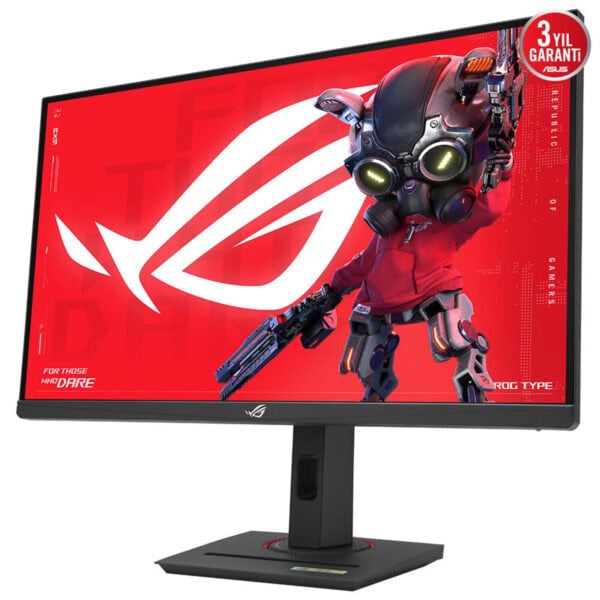 Yüksek çözünürlüklü oyun monitörü, ASUS ROG serisi, 27 inç 2560x1440 QHD, yüksek yenileme hızı, RTX uyumlu ekran, oyun performansı ve profesyonel kullanım için ideal.
