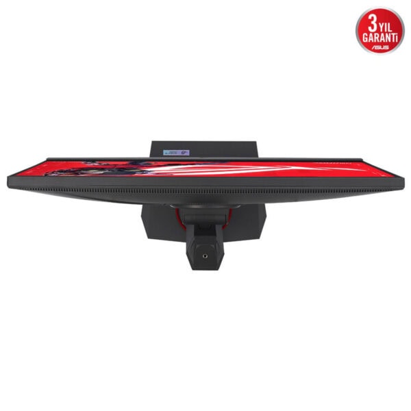 Yüksek performanslı oyun monitörü, kırmızı ve siyah renk detaylarıyla dikkat çekiyor, geniş ekran ve patentli tasarımıyla profesyonel ve oyuncu kullanımı için ideal.