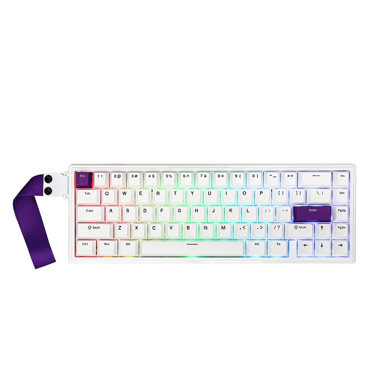 Epomaker He68 White Purple Hall Effect Magnetic Pink Manyetik Switch Rgb Hotswap Mekanik Gaming Klavye 1