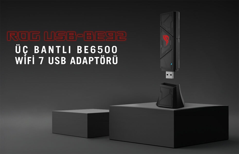 ROG USB-BE92 ASUS ROG USB-BE92 BE6500 Tri-Band WiFi7 USB Adaptör h2