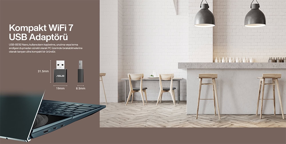 ASUS USB-BE92 NANO BE6500 Tri-Band WiFi7 USB Adaptör h5