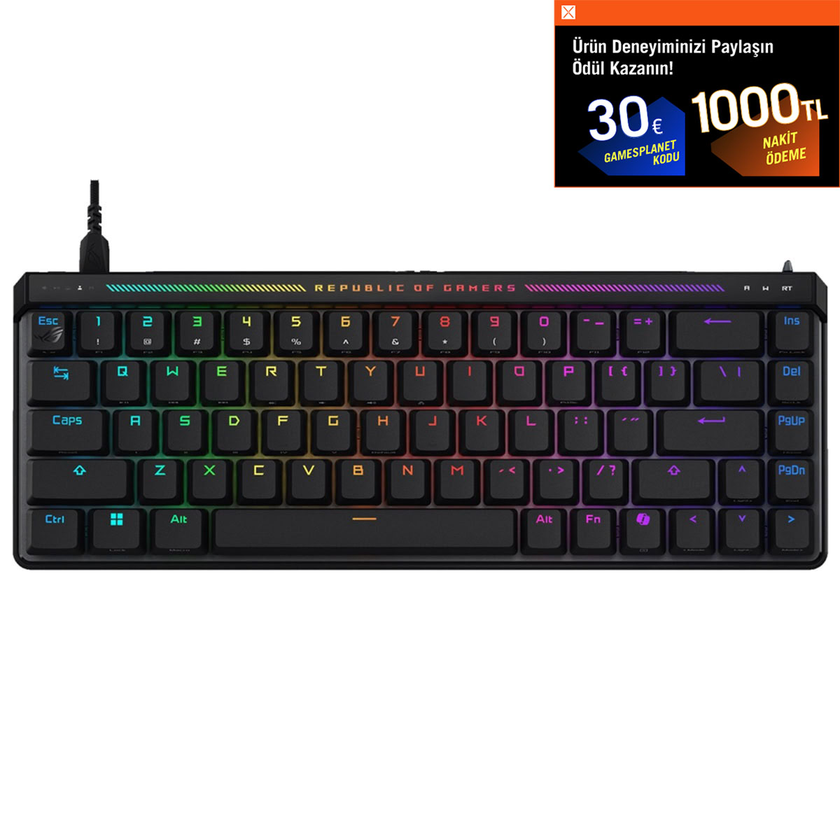 Asus Rog Falchion Ace Hfx Hfx Manyetik Switch 8k Hz Hall Effect Rgb Hotswap İngilizce Gaming Klavye 1