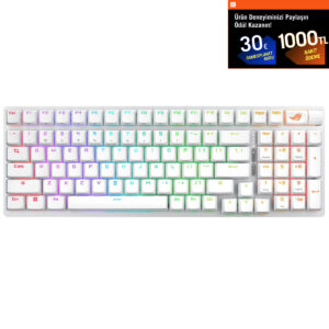 Asus Rog Strix Scope Ii 96 Beyaz Nx Snow Switch Rgb Kablosuz Hotswap Türkçe Mekanik Gaming Klavye 1