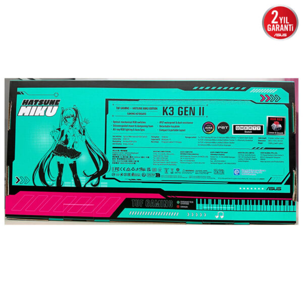 Asus Tuf Gaming K3 Gen Ii Hatsune Miku Edition Red Switch Rgb Türkçe Mekanik Gaming Klavye 9