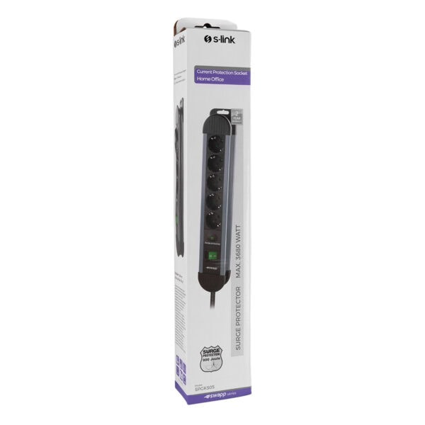 S Link Spgks05 1 5 Metre 900 Joule 5li Akim Korumali Gri Priz Coklayici 5