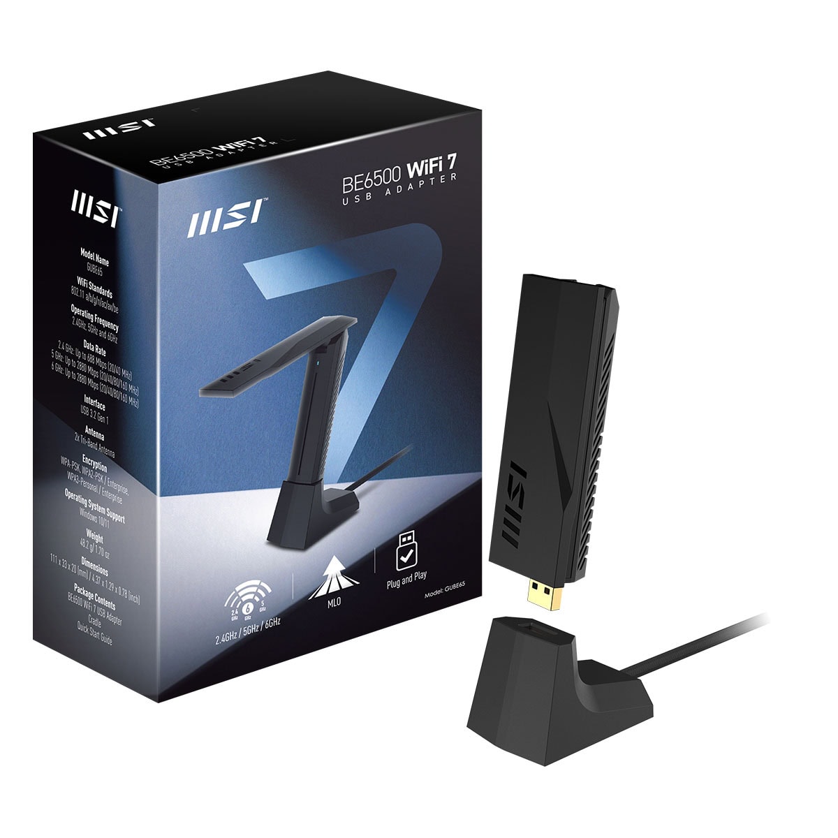 Msi Be6500 Wifi 7 Tri Band Kablosuz Usb Adaptör 1