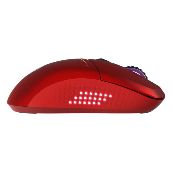 Kırmızı renkli Logitech kablosuz mouse, ergonomik tasarımı ve hızlı tepki özellikleri ile ofis ve oyun kullanımı için ideal. LED ışıklı detaylar ve yüksek hassasiyet sunar.