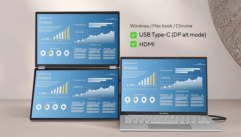 USB Tip-C ve HDMI bağlantısıyla dizüstü bilgisayarların çoklu ekran desteği. Ayrıca, Windows, MacBook ve Chrome uyumlu, taşınabilir ve yüksek performanslı analiz cihazı.