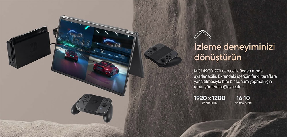 Yüksek çözünürlüklü Nintendo Switch ekranlı oyun konsolu, taşınabilir ve çoklu ekran desteğiyle oyun deneyimini dönüştürün. 1920x1200 çözünürlük ve 16:10 en-boy oranı ile mükemmel görüntü kalitesi sağlar.