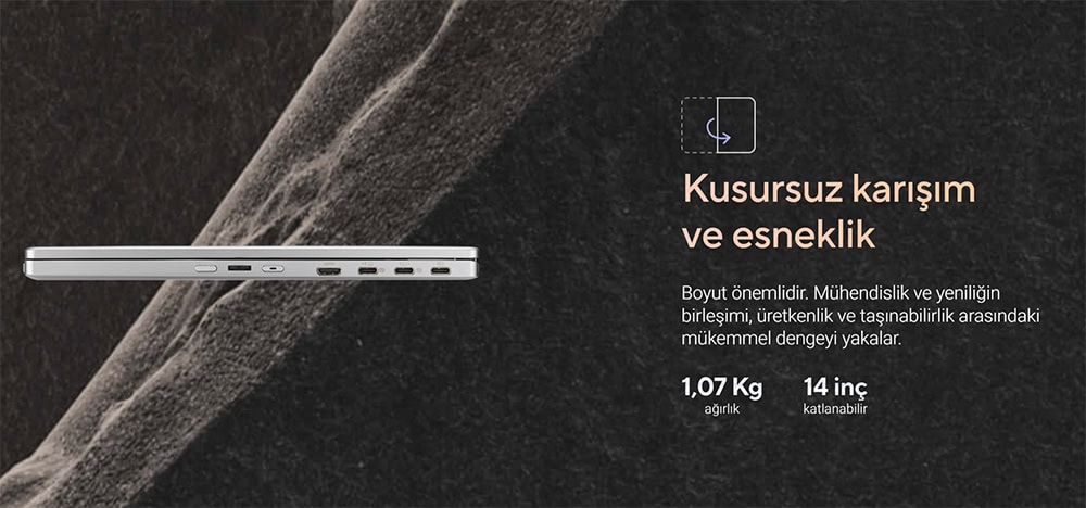 Kusursuz tasarım ve hafiflik özellikleriyle oyun ve çalışma için ideal hafif dizüstü bilgisayar, yüksek performans ve taşınabilirlik sunar.