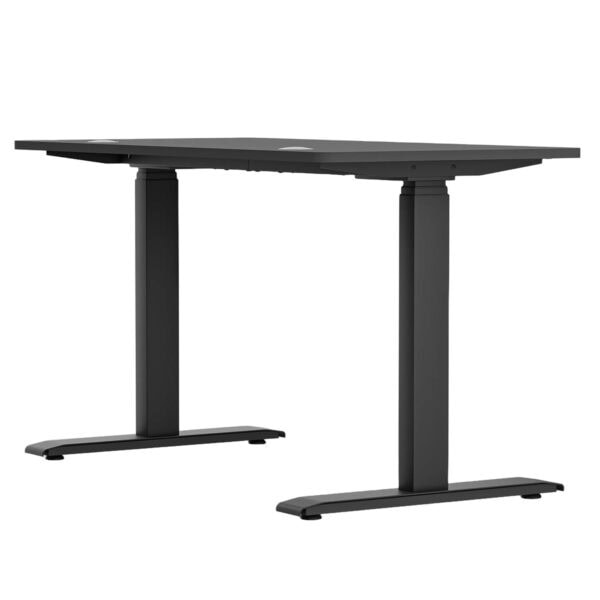 Modern siyah ayarlanabilir bilgisayar çalışma masası, ergonomik tasarım ve dayanıklı malzeme ile ofis ve ev kullanımına uygun. Çok fonksiyonlu, geniş yüzeyli ve şık görünüm sağlar.