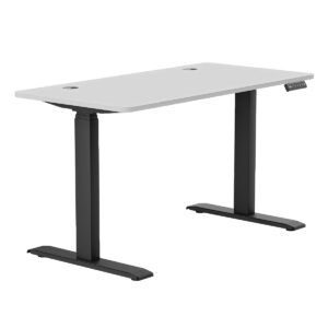 Görüntü: Dizüstü ve ofis ekipmanları için modern ayarlanabilir çalışma masası, ayak tarafından kontrol edilen elektrikli yükseltme özelliğiyle kullanışlı ve ergonomik tasarım.