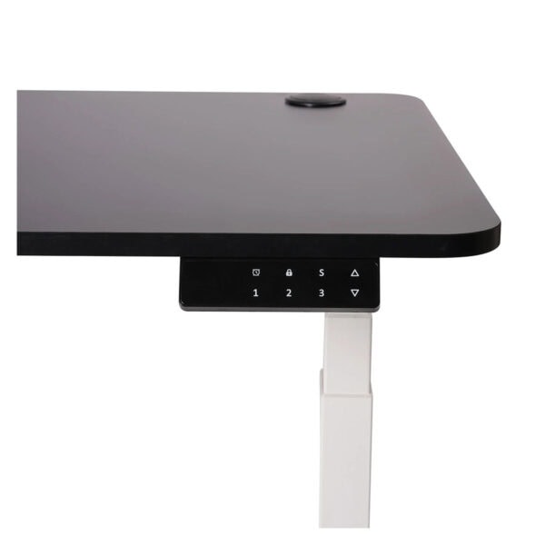 Yüksek teknolojili ayarlanabilir çalışan masa, modern çalışma alanları ve ofisler için şık ve fonksiyonel tasarım. Kontrol paneli sayesinde kolay yükseklik ayarı sağlar.