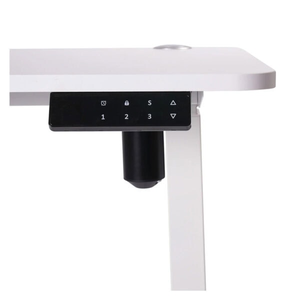 Yüksek teknolojili akıllı çalışma masası kontrol paneli ve ayar düğmeleri, modern ofis ve çalışma alanlarına uygun ergonomik tasarım.
