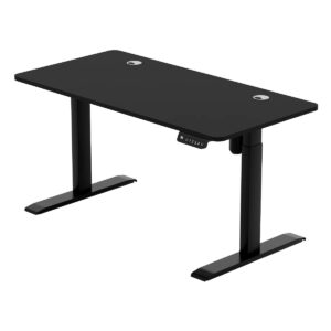 Kara ayaklı ve elektronik ayarlanabilen sırt masası, çalışma alanları ve ofis kullanımı için ergonomik tasarım. Modern ve fonksiyonel bilgisayar çalışma masası, dayanıklı yapısıyla öne çıkar.