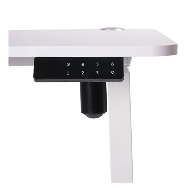 Kablo ve akıllı masa ayarları kontrol paneli ile hareketli ofis için modern çalışma masası.