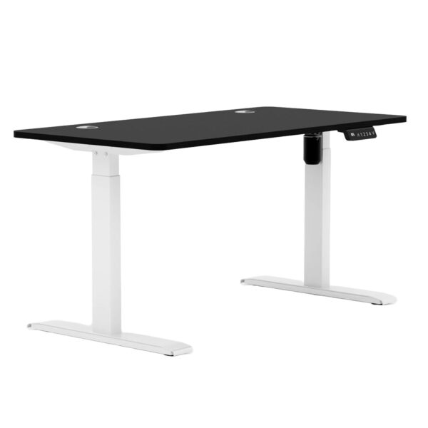 Karr Office O Flex Tek Motorlu Elektrikli Yükseklik Ayarlı 180x80 Beyaz Ayak Siyah Tabla Çalışma Masası 2