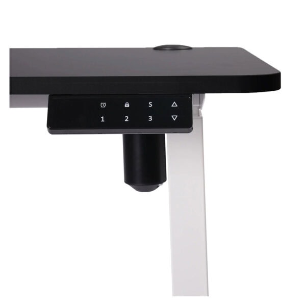 Yüksek teknolojili ayarlanabilir çalışma masası, ergonomik tasarım ve kullanışlı kontrol paneli ile ofis ve ev ortamları için ideal, modern çalışma alanı çözümleri.