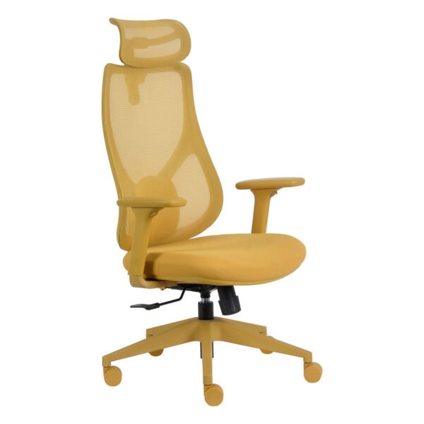 Yerli ofis sandalyesi, ergonomik sarı ofis koltuğu, ayarlanabilir yükseklikli, konforlu çalışma sandalyesi, modern tasarımlı ofis koltuk, bilgisayar ve ofis kullanımı için ideal koltuk, ofis mobilyası, çalışma ortamı güvenliği ve konforu.