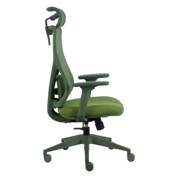 Yeşil ergonomik ofis sandalyesi, ayarlanabilir sırt desteği ve konforlu oturum alanı ile ofis çalışma ortamları için ideal. Yüksek kaliteli malzemelerden üretilmiş modern tasarım.