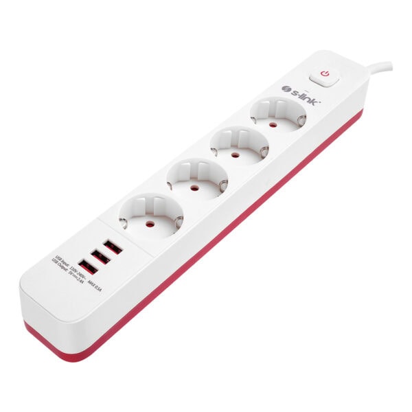 S Link 1 5 Metre 750 Joule 4lu Akim Korumali Beyaz Priz Coklayici Spg403u 2