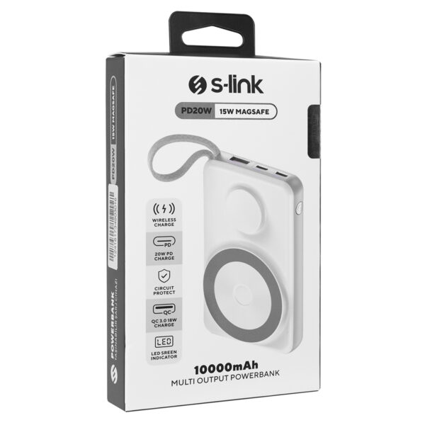 S Link M120 10000mah Pd20w Qc3 0 18w 15w Magsafe Watch Beyaz Lcd Tasinabilir Powerbank Y8